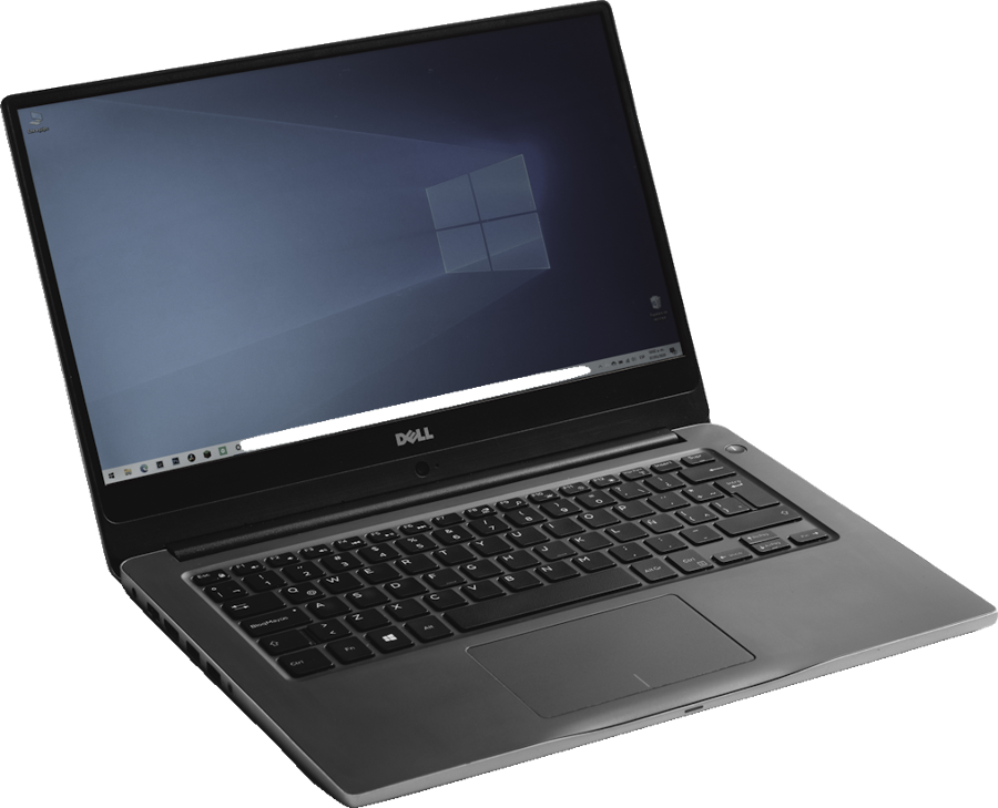 Notebook cinza, aberto, em ângulo